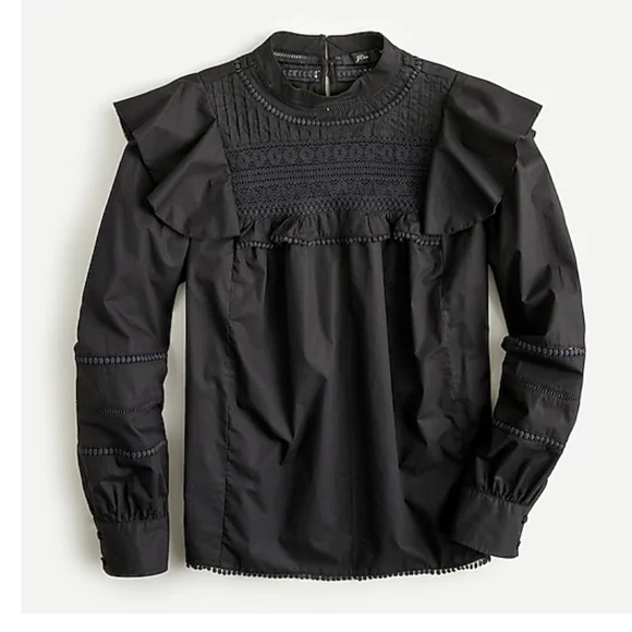 J. Crew Tops - Black J Crew Ruffle top